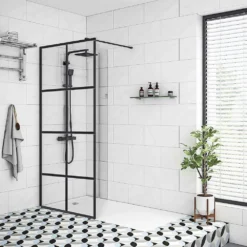 Mikelo Brusevæg 80x200cmx6mm New York Brusevæg 6 Mm Sort Inkl. 80 Cm Forhængsstang