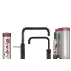 Quooker Twintaps Square Sæt M 3l Bruneret Messing Inkl. Pro3 & Cube Beholder