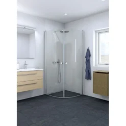 Scanbad Brusedør E 200cm Halvrund 99-101 Cm Satin/klar