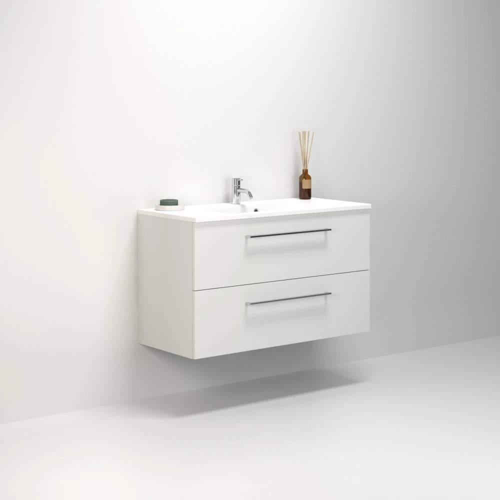 Scanbad MULTO MØBELPAKKER 100 Cm Multo M/skuffer Inkl. Vask MIKADO Hvid Mat 1 Scanbad MULTO MØBELPAKKER 100 Cm Multo M/skuffer Inkl. Vask MIKADO Hvid Mat