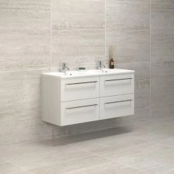 Scanbad MULTO MØBELPAKKER 120 Cm D Multo M/4skuffer Inkl.vask MIKADO Hvid Mat