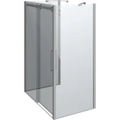 Scanbad Skydedør M/2 Sidepanel Deluxe 1400*900mm Krom/klar