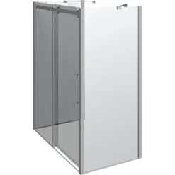 Scanbad Skydedør M/2 Sidepanel Deluxe 1600*900mm Krom/klar