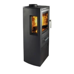 Varde Ovne A/S Varde Bornholm Stål Sort Med Sideglas Brændeovn -Homeshop salg varde bornholm stal sort inkl staltop med sideglas braendeovn 3